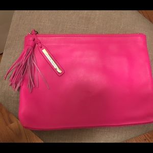 Hot pink Loeffler Randall leather clutch
